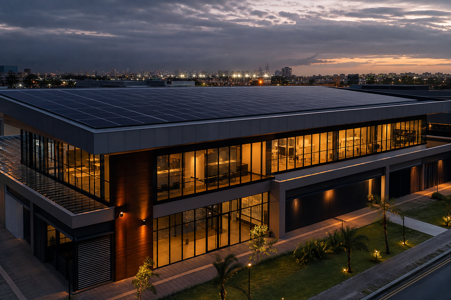 Edifício comercial com sistema solar